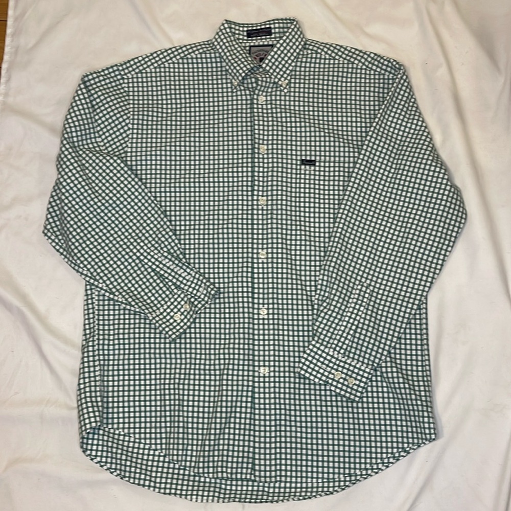 Mens Faconnable Green& White Buttondown, Sz M